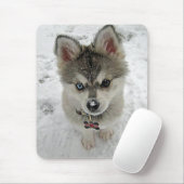 Liefde Siberian Husky Puppy Dog in Sneeuwmousepad Muismat (Met muis)
