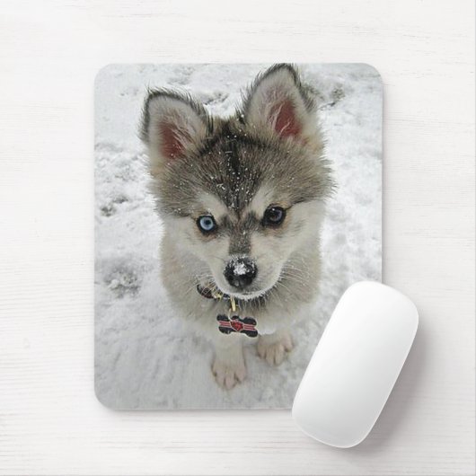 Liefde Siberian Husky Puppy Dog in Sneeuwmousepad Muismat (Met muis)