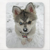 Liefde Siberian Husky Puppy Dog in Sneeuwmousepad Muismat (Voorkant)