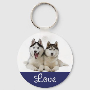 Liefde Siberische Husky Puppy Hond Portret Sleutel Sleutelhanger