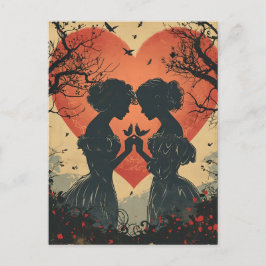 Liefde: Silhouetten en Harten Briefkaart