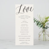 Liefde Simple Script Calligraphy Geometric Wedding Programmakaart (Staand voorkant)