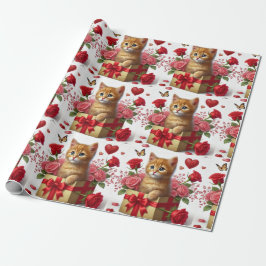 Liefde Sinaaspoes in Valentijnsdag Doos Cadeaupapier