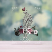 Liefde Skelet Hand Gesture Halloween Zwart Bruilof Acryl Bord (Neutraal)
