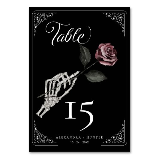 Liefde Skelet Hand Roos Halloween Gotische bruilof Kaart (Achterkant)