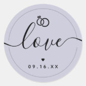 Liefde Sla de datum op Ring Paars Ronde Sticker (Voorkant)