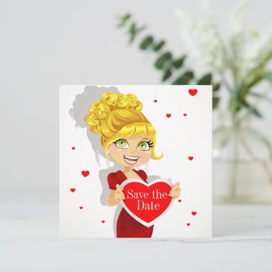 Liefde Sla de Datum Op Uitnodiging (Staand voorkant)