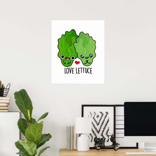 Liefde Sla Grappige Veggie Pun Poster (Thuiskantoor)
