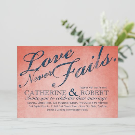 Liefde slaagt nooit in Rustic Wedding Kaart (Staand voorkant)