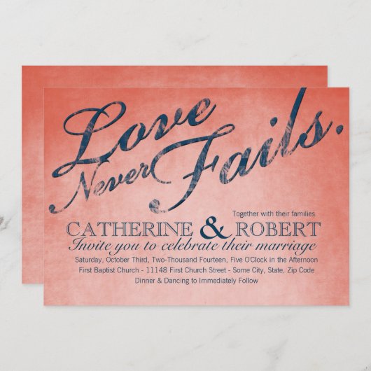 Liefde slaagt nooit in Rustic Wedding Kaart (Voorkant / Achterkant)