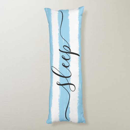 Liefde Slaap Blauw Wit Gestreept Waterverf Lichaamskussen (Achterkant (Verticaal))