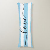 Liefde Slaap Blauw Wit Gestreept Waterverf Lichaamskussen (Voorkant Verticaal)
