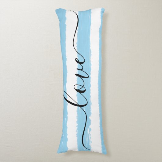 Liefde Slaap Blauw Wit Gestreept Waterverf Lichaamskussen (Voorkant Verticaal)