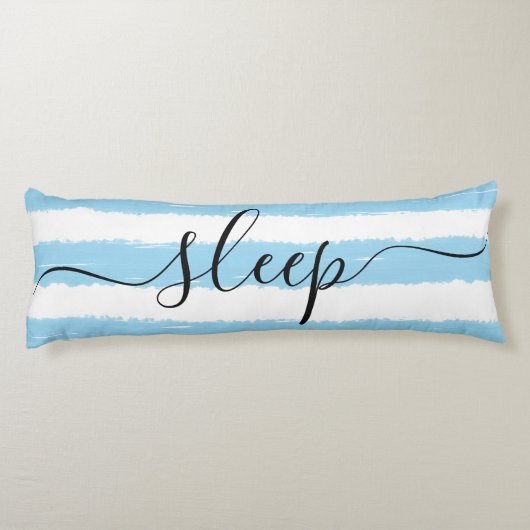 Liefde Slaap Blauw Wit Gestreept Waterverf Lichaamskussen (Achterkant)