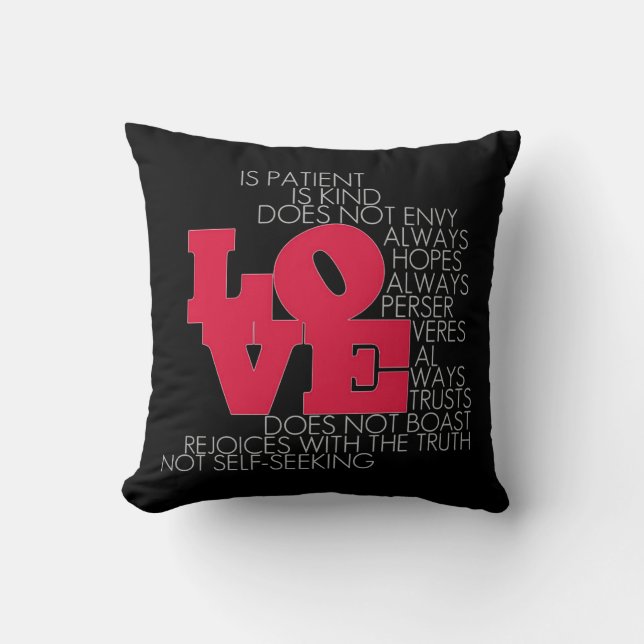 Liefde slaapt nooit 2 sided Pillow (zwart) Kussen (Voorkant)