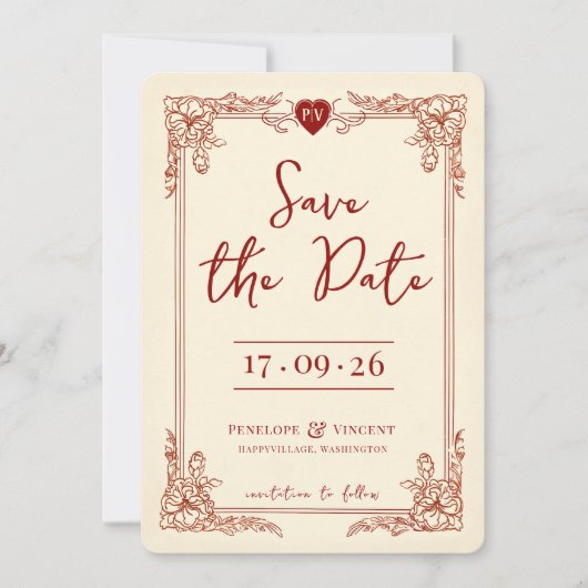 Liefde Sleutel Liefde Bewaar de Datum Uitnodiging (Voorkant)