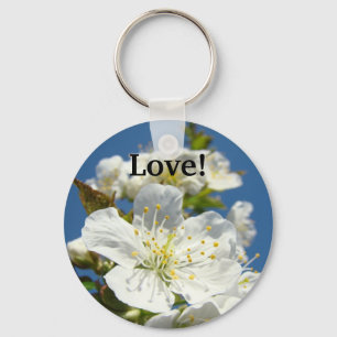 Liefde sleutelhanger Blauwe Lucht Witte Kersenbloe