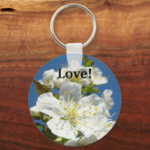 Liefde sleutelhanger Blauwe Lucht Witte Kersenbloe (Voorkant)