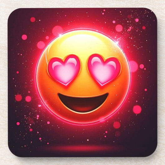 Liefde sloeg emoji harten gloeien bier onderzetter (Voorkant)