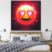 Liefde sloeg emoji harten gloeien canvas afdruk (Insitu (Slaapkamer))