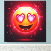 Liefde sloeg emoji harten gloeien canvas afdruk (Insitu (Houten vloer))