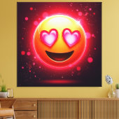 Liefde sloeg emoji harten gloeien canvas afdruk (Insitu (Woonkamer))