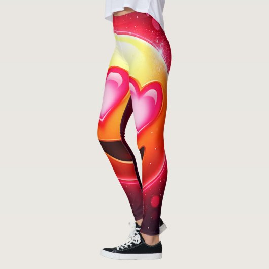 Liefde sloeg emoji harten gloeien leggings (Links)