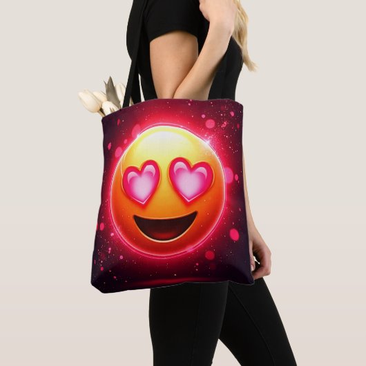 Liefde sloeg emoji harten gloeien tote bag (Dichtbij)