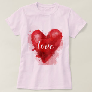 Liefde slogan Red waterverf hart valentijn T-shirt