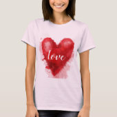 Liefde slogan Red waterverf hart valentijn T-shirt (Voorkant)