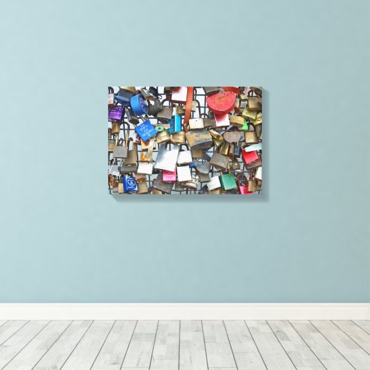 Liefde sloten canvas afdruk (Insitu (Houten vloer))