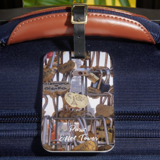 Liefde sloten en Eiffeltoren. Parijs. Frankrijk. Bagagelabel (Voorkant Insitu 2)