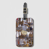 Liefde sloten en Eiffeltoren. Parijs. Frankrijk. Bagagelabel (Voorkant (verticaal))