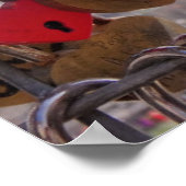 Liefde sloten en Eiffeltoren. Parijs. Frankrijk. Poster (Hoek)