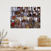 Liefde sloten en Eiffeltoren. Parijs. Frankrijk. Poster (Keuken)