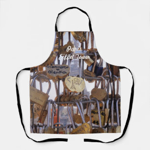 Liefde sloten en Eiffeltoren. Parijs. Frankrijk. Schort