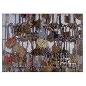 Liefde sloten en Eiffeltoren. Parijs. Frankrijk. Snijplank (Voorkant)