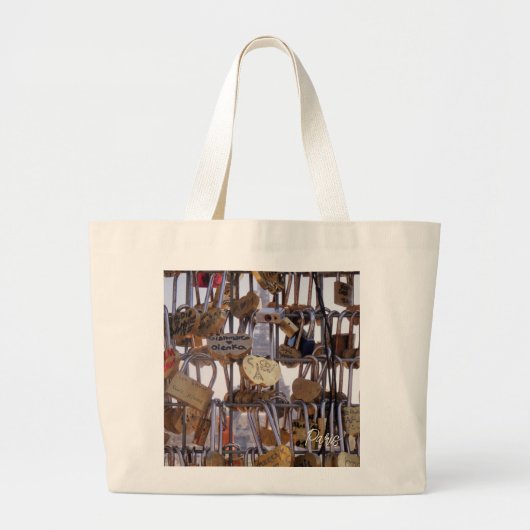 Liefde sloten en Eiffeltoren. Parijs. Frankrijk. T Grote Tote Bag (Voorkant)
