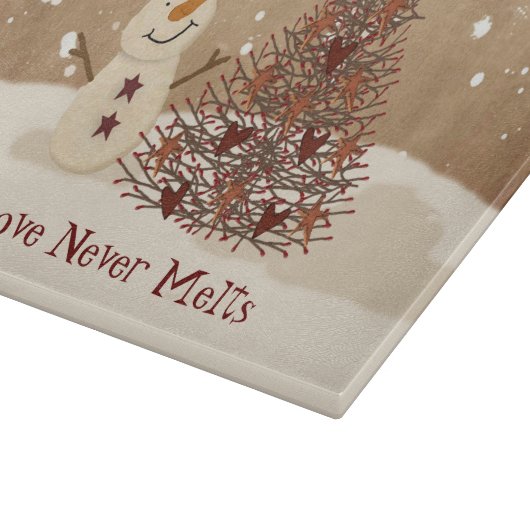 Liefde smelt nooit sneeuwpop glas snijplank (Hoek)