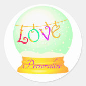 Liefde sneeuw wereldbol schattig boho kleurrijk ronde sticker (Voorkant)