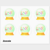 Liefde sneeuw wereldbol schattig boho kleurrijk ronde sticker (Vel)