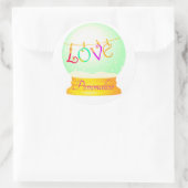 Liefde sneeuw wereldbol schattig boho kleurrijk ronde sticker (Tas)