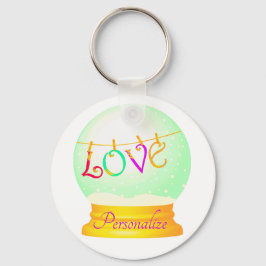 Liefde sneeuw wereldbol schattig boho kleurrijk sleutelhanger