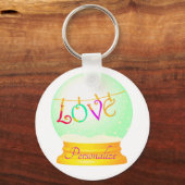 Liefde sneeuw wereldbol schattig boho kleurrijk sleutelhanger (Voorkant)