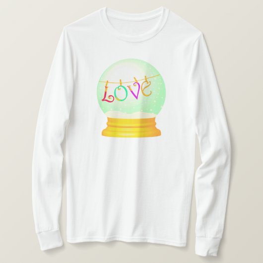 Liefde sneeuw wereldbol schattig boho kleurrijk t-shirt (Design voorkant)