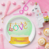 Liefde sneeuwbol cute boho kleurrijk papieren bordje (Feest)