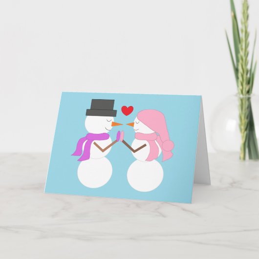 Liefde & Sneeuwmensen: Blank Winter Kaart (Voorkant)