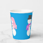 Liefde & Sneeuwmensen - Blauwgroen: Kerstfeest Papieren Bekers (Links)