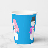 Liefde & Sneeuwmensen - Blauwgroen: Kerstfeest Papieren Bekers (Rechts)