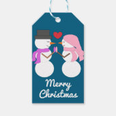 Liefde & Sneeuwmensen: Deep Zee Blue Cadeaulabel (Voorkant)